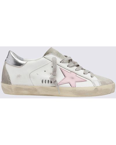 Golden Goose White Ice And Orchid Pink Leather Super-star Sneakers