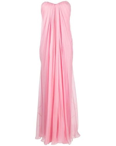 Alexander McQueen Draped Sweetheart-neck Silk Maxi Dress - Pink