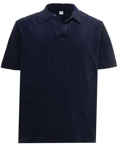 Aspesi Man's Blue Cotton Terry Polo Shirt