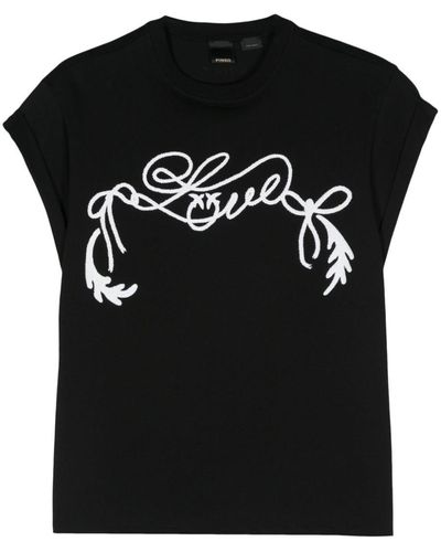 Pinko T-Shirt With Embroidery - Black