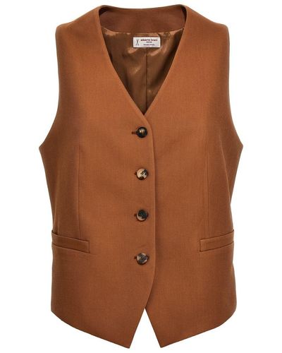 Alberto Biani Gabardine Vest - Brown