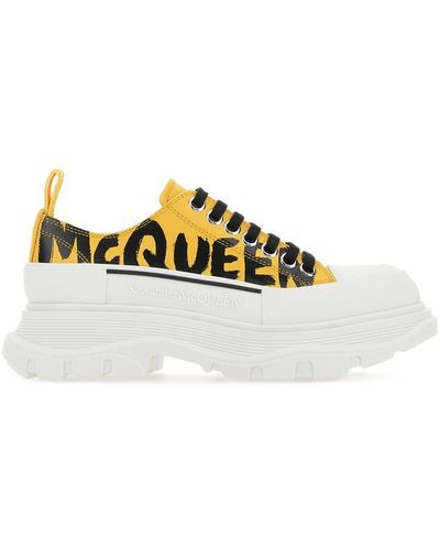 Alexander McQueen Men s Oversized White Gold Sneakers, Size 10US (43 EUR) |  eBay