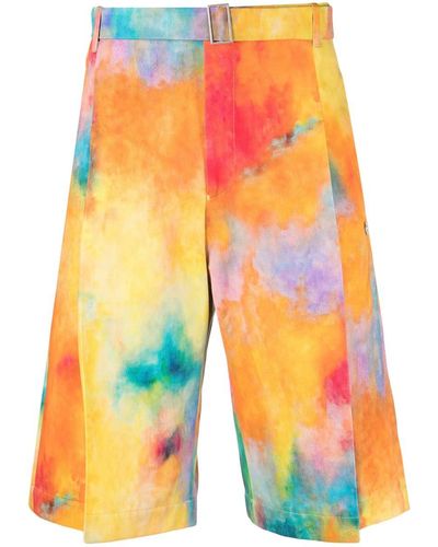 Etudes Studio Tie-dye Print Cotton Shorts - Orange