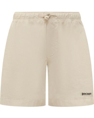 Palm Angels Classic Shorts With Logo - Natural