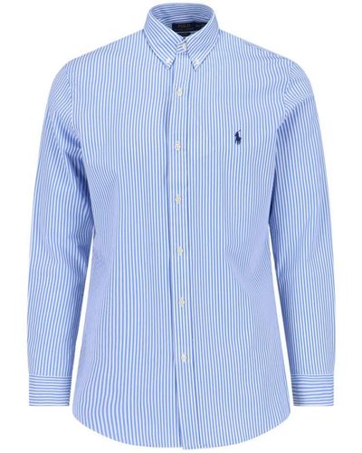 Ralph Lauren Logo Striped Shirt - Blue