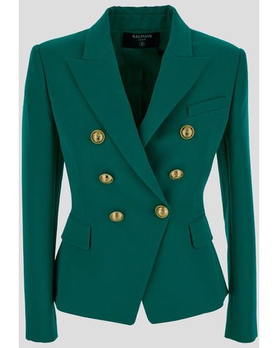 Balmain Double Breasted Jacket - Green