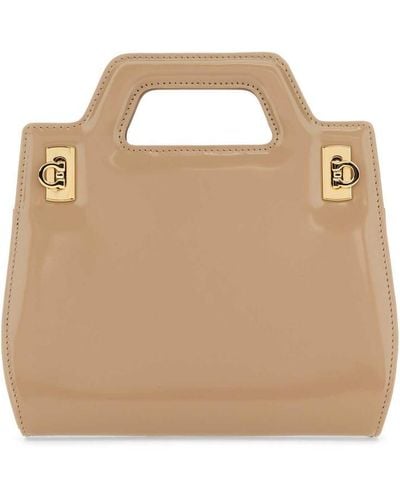 Ferragamo Wanda Mini Leather Tote Bag - Natural