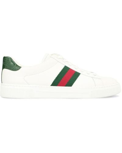 Gucci Ace Leather Low-Top Sneakers - White