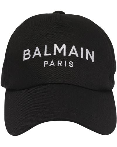 Balmain Embroidered Raffia Baseball Cap - Black