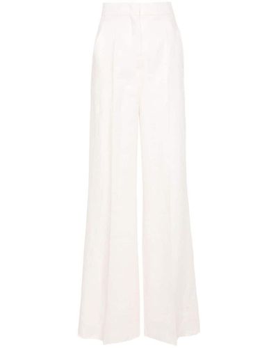 Max Mara Flare Leg Linen Pants - White