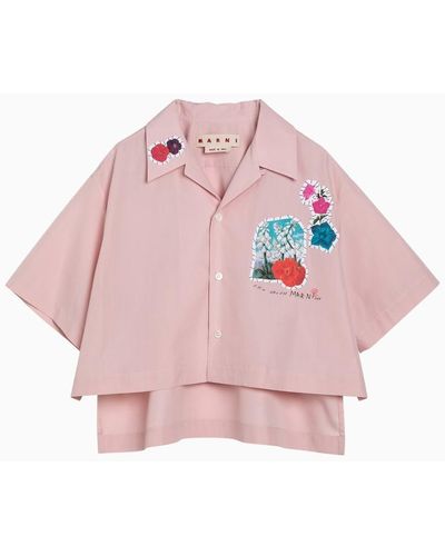 Marni Cropped Shirt With Appliqué - Pink