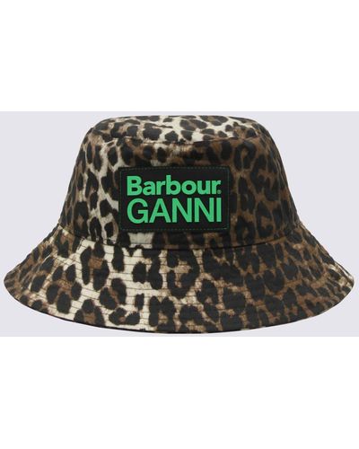BARBOUR X GANNI Leopard Canvas Bucket Hat - Green