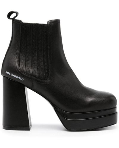 Karl Lagerfeld Logo-print 110mm Platform Boots - Black