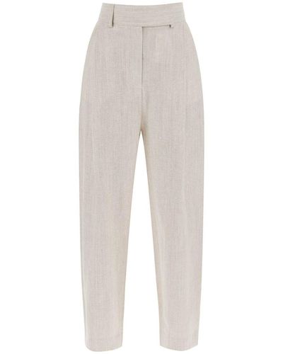 Totême Tapered Pants With Mélange Finish - White