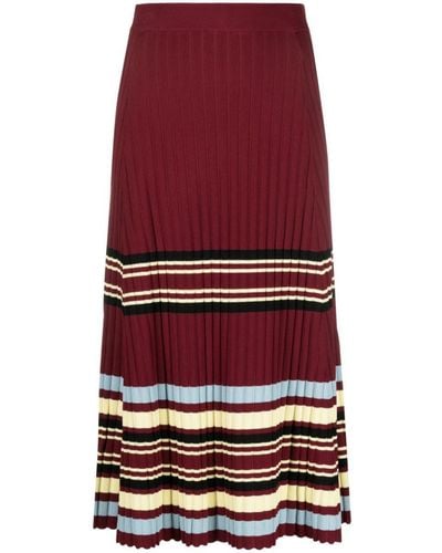 Wales Bonner Wander Pleated Knitted Midi Skirt - Red