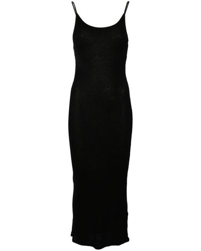 Majestic Filatures Ribbed Viscose Long Dress - Black