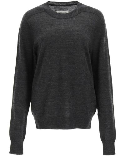 Maison Margiela Stiching Jumper With Suede Patches - Grey