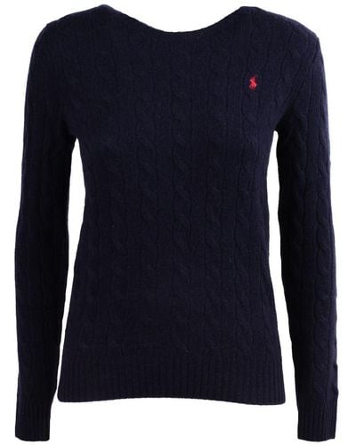 Ralph Lauren Blue Wool And Cashmere Cable Knit Jumper