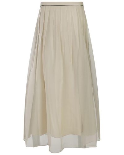 Brunello Cucinelli Light Silk Skirt - Natural
