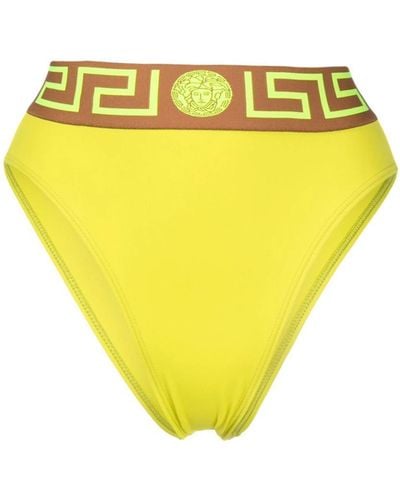 Versace Bikini Bottom With Greca Detail - Yellow