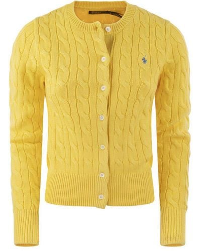 Polo Ralph Lauren Plaited Cardigan With Long Sleeves - Yellow