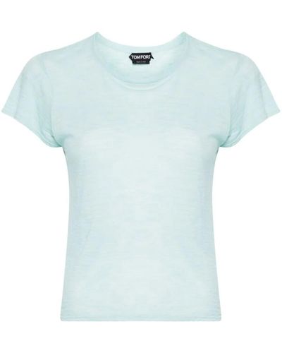 Tom Ford Slub Cotton Jersey Crewneck T-shirt Clothing - Blue