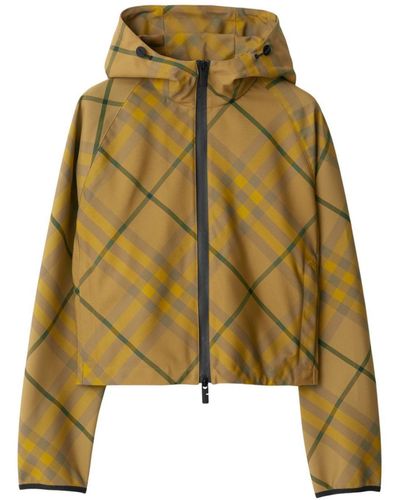 Burberry Cropped Jacket With Check Motif - Multicolor
