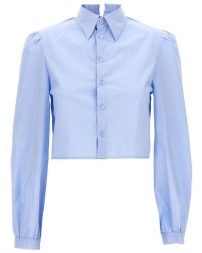 MM6 by Maison Martin Margiela Cropped Poplin Shirt Shirt, Blouse - Blue