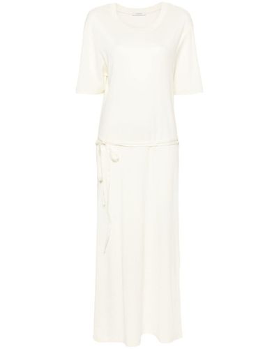 Lemaire Belted Rib T-Shirt Dress - White