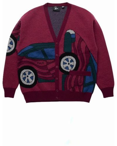 Parra No Parking Knitted Cardigan - Red