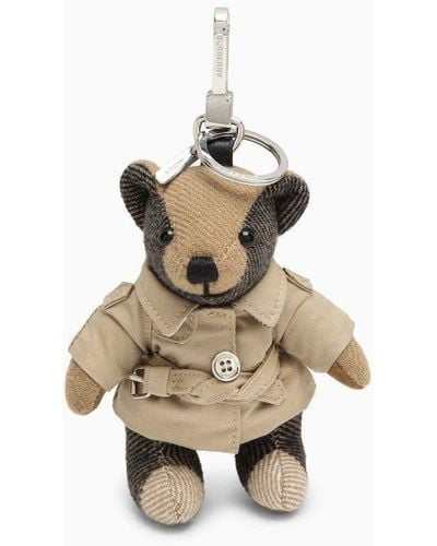 Burberry Charm Thomas Bear With Trench Coat In Cashmere - Metallic