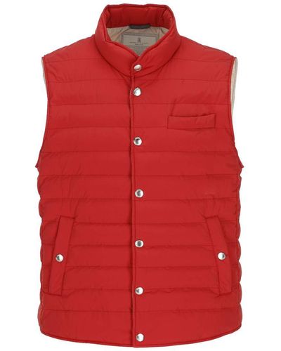 Brunello Cucinelli Buttoned Padded Vest - Red