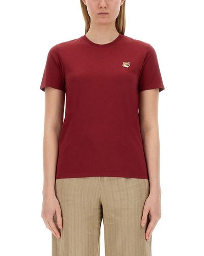 Maison Kitsuné T-Shirt With Fox Patch - Red