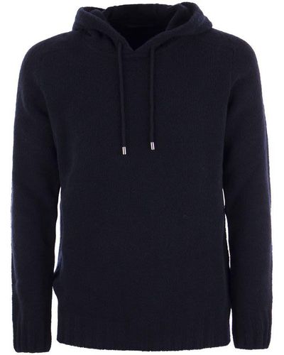 Tagliatore Wool Pullover With Hood - Blue