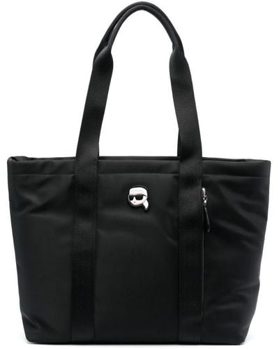 Karl Lagerfeld Ikonik Zip-top Tote Bag - Black
