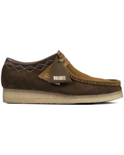 Clarks Wallabee Green Combi Lace-up Shoes - Brown