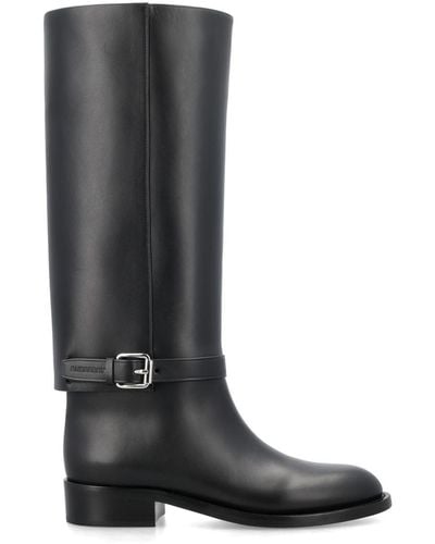 Burberry Leather Horse Boots - Black