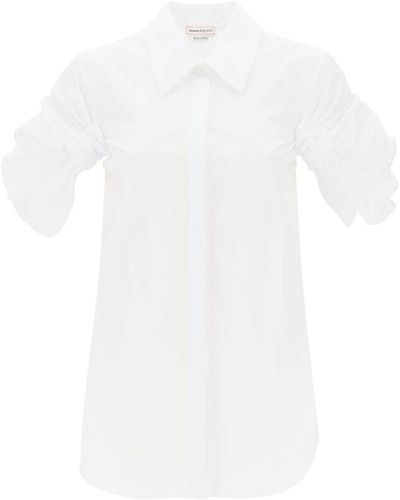 Alexander McQueen Shirt With Knotted Short Sleeves - White