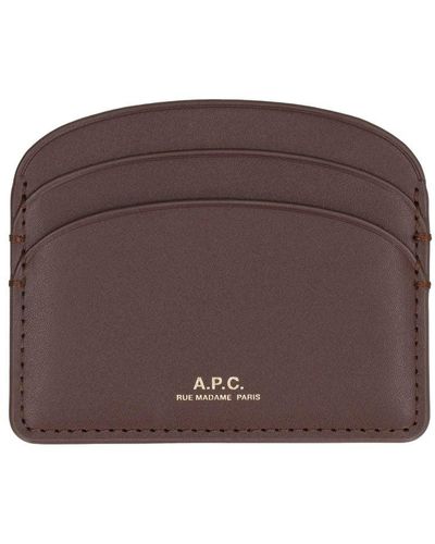 A.P.C. Demi Lune Leather Card Holder - Purple