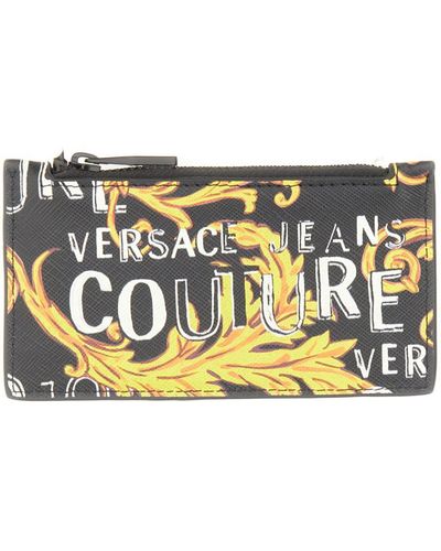 Versace Jeans Couture Card Holder With Logo - Metallic