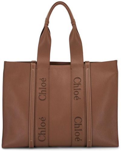 Chloé Woody Large Leather Tote - Brown
