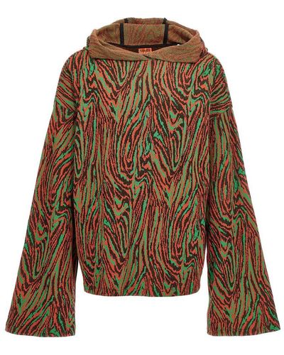 VITELLI 'flow Jacquard' Hooded Sweater - Brown