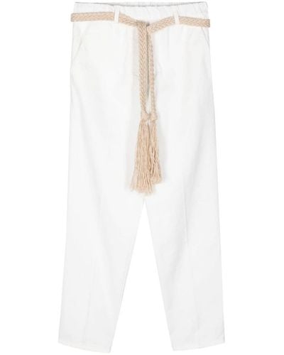 Alysi Cotton Cropped Trousers - White