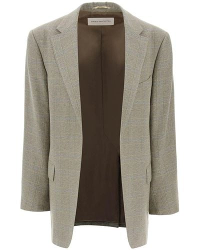 Dries Van Noten "Checked Cotton Blend Blazer With Square - Brown