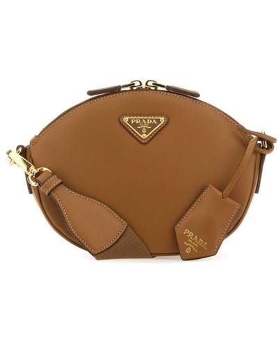 Prada Mini Leather Shoulder Bag - Brown