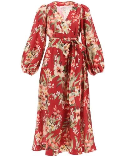 Zimmermann Lexi Wrap Dress With Floral Pattern - Red