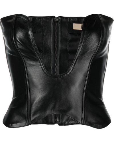 KNWLS Leather Cropped Top - Black
