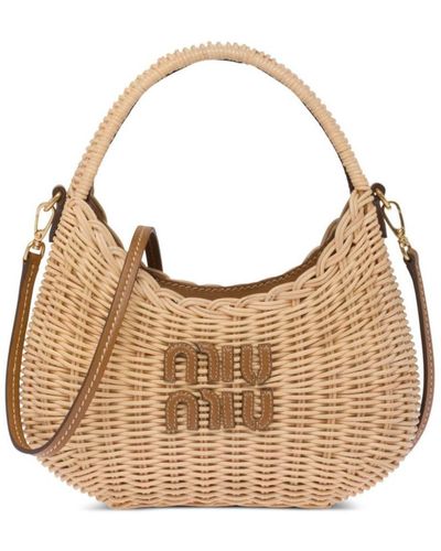 Miu Miu Mini Wander Wicker Shoulder Bag - Multicolour