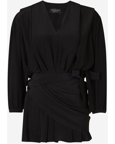 Balenciaga Silk Mini Dress - Black