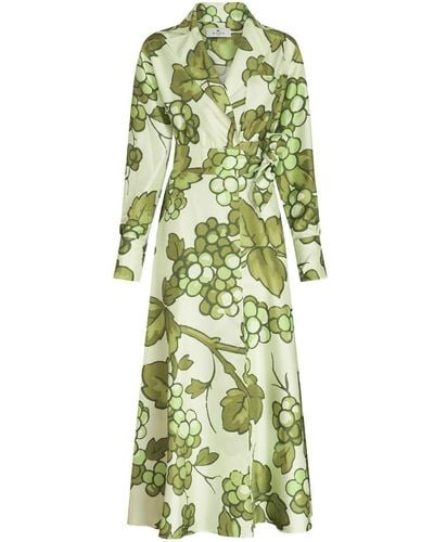 Etro Belted Printed Silk-twill Maxi Wrap Dress - Green